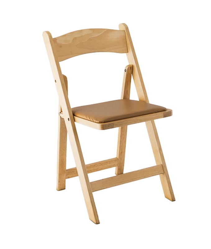 Natural Wood Padded Folding Chair Rental Reception Party Banquet
