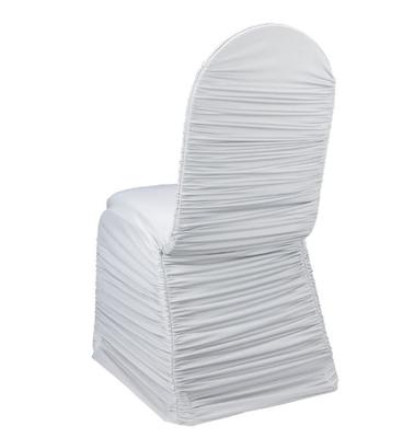 White Ruched Spandex Chair Cover V027